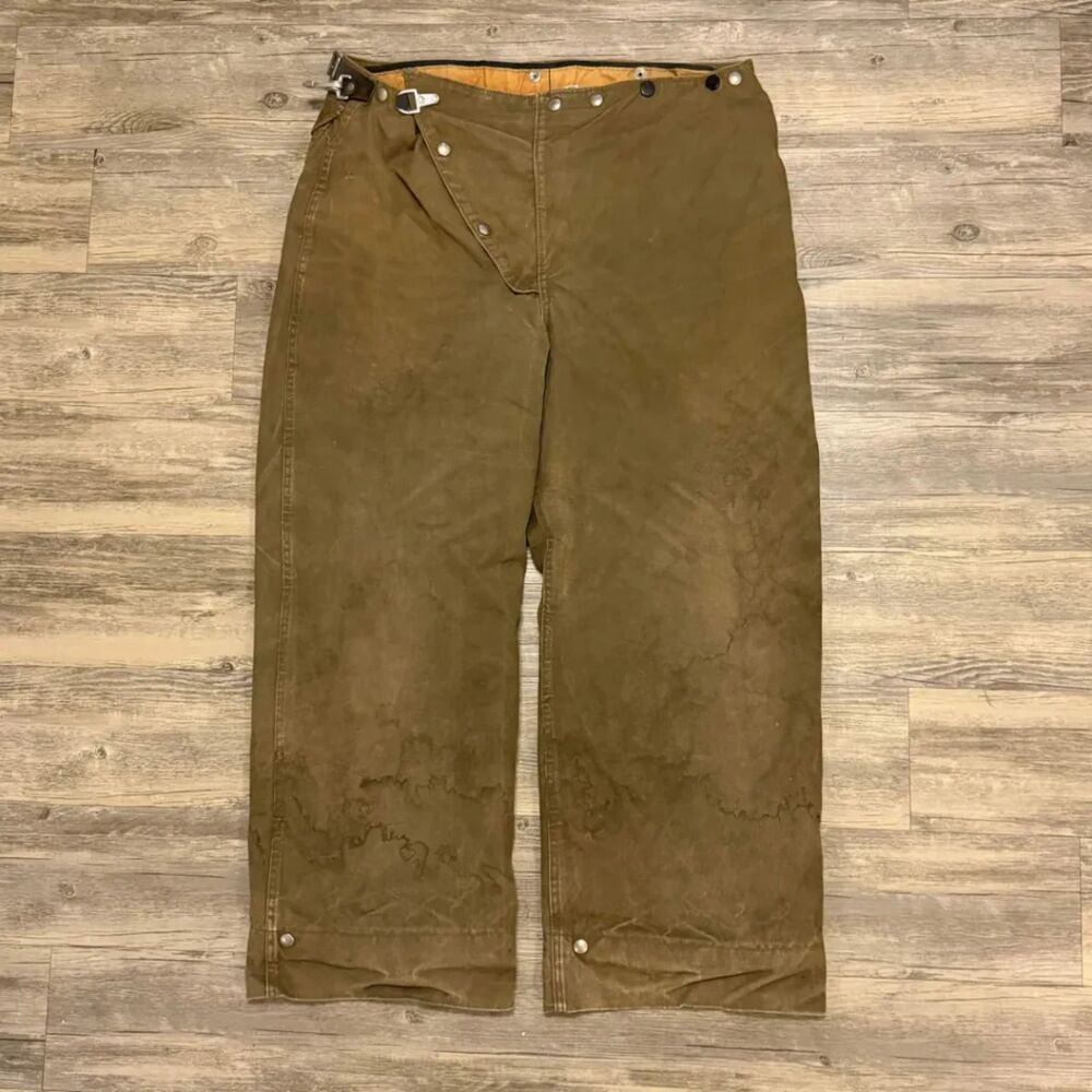 Vintage 1940s Globe Fireman Firefighter Turnout Pants Size 40X28